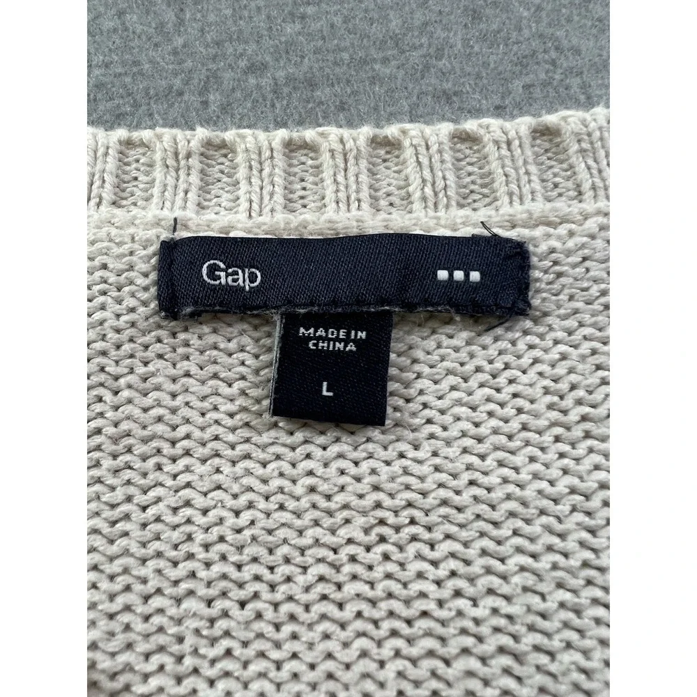 Gap Women's Large‎ Honeycomb Crew Neck Sweater Ivory Frost